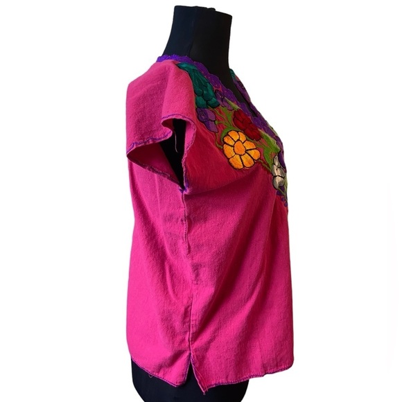 Embroidered Pink Floral V-Neck Top - Picture 10 of 14